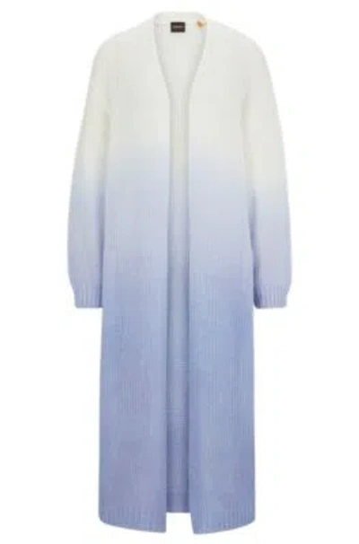 Hugo Boss Long-length Dip-dye Cardigan With Wool And Alpaca In Patterned