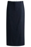 Hugo Boss Long-length Skirt In Denim-effect Twill In Light Blue