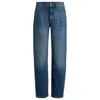 Hugo Boss Long-length Straight-fit Jeans In Blue Stretch Denim In Blue
