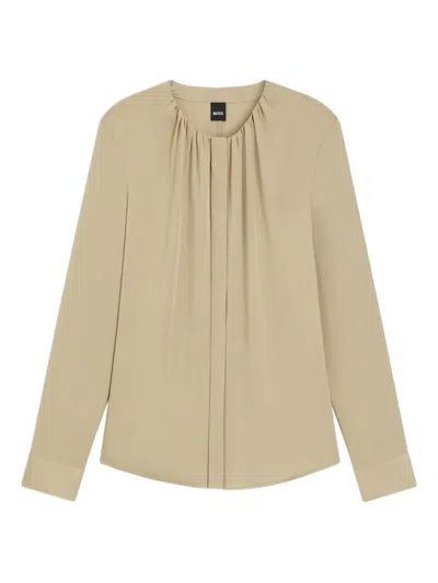 Hugo Boss Long-sleeve Blouse In Neutral