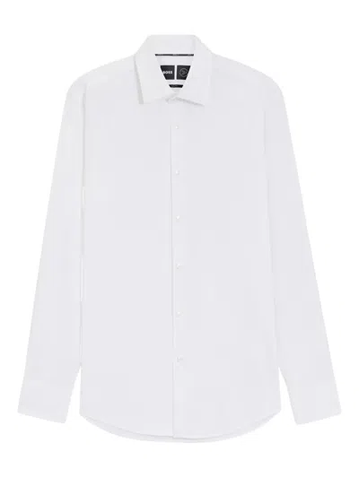 Hugo Boss Long-sleeve Button-down Shirt In White