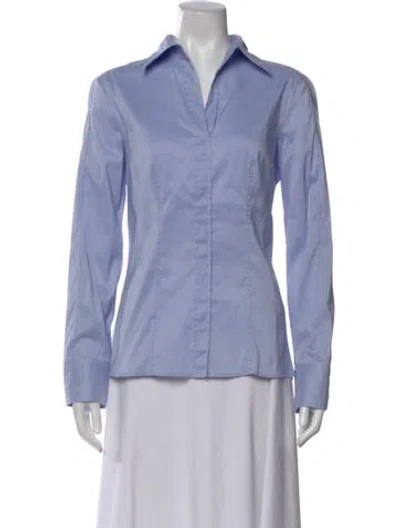 Pre-owned Hugo Boss Long Sleeve Button-up Top In Blue