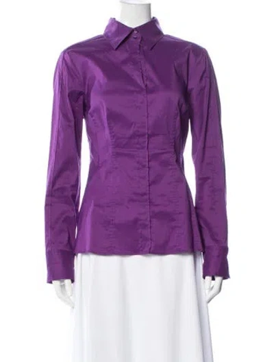 Pre-owned Hugo Boss Long Sleeve Button-up Top In Purple