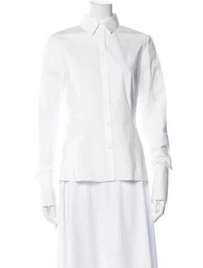 Pre-owned Hugo Boss Long Sleeve Button-up Top In White