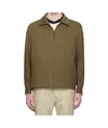 Hugo Boss Khaki Relaxed-fit Zipped Overshirt In Khaki