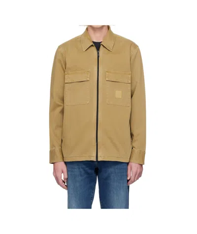 Hugo Boss Tan Flap Pocket Overshirt In 261-medium Beige