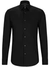 Hugo Boss Slim-fit Shirt In Easy-iron Cotton Poplin In Black