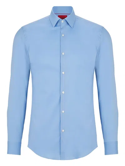 Hugo Boss Long-sleeve Cotton Shirt In Blue