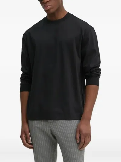 Hugo Boss Long-sleeve Crew-neck T-shirt In Black