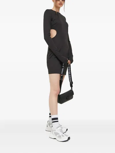Hugo Boss Long-sleeve Cut-out Mini Dress In Black