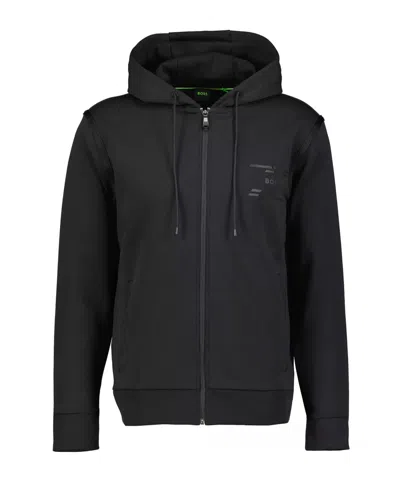 Hugo Boss Long Sleeve Hooded Jacket In Black