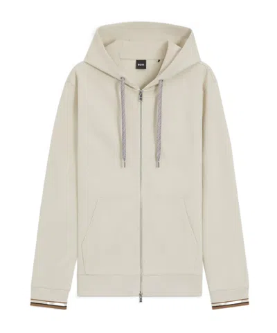 Hugo Boss Long Sleeve Hooded Sweatshirt In Neutral