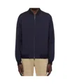 Hugo Boss Navy Twill Bomber Jacket In Black