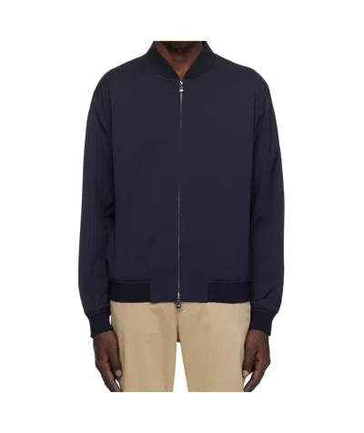 Hugo Boss Navy Twill Bomber Jacket In 404-dark Blue