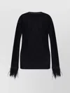 Hugo Boss Long Sleeve Knitwear Featuring Feather Cuffs In Black