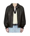 Hugo Boss Long Sleeve Leather Jacket In Black