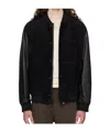 Hugo Boss Black Embossed-logo Leather Bomber Jacket In Black