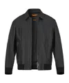 Hugo Boss Long Sleeve Leather Jacket In Black