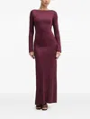Hugo Boss Long-sleeve Maxi Dress In Burgundy