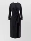 Hugo Boss Long Sleeve Midi Dress With Knot Detail In Black
