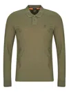 Hugo Boss Long-sleeve Patch Polo Shirt In Green