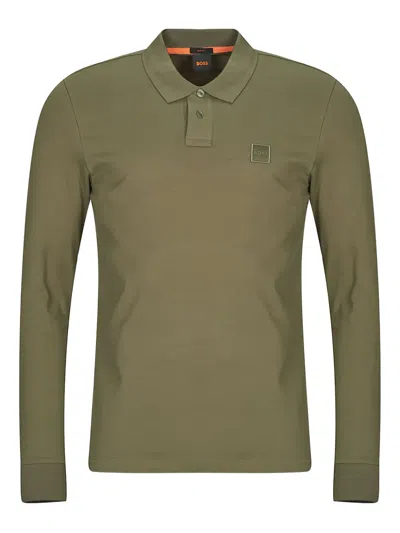 Hugo Boss Long-sleeve Patch Polo Shirt In Green