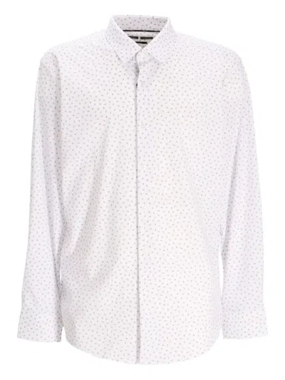 Hugo Boss Long-sleeve Patterned Shirt In White