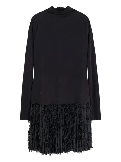 HUGO BOSS LONG-SLEEVE PLEATED DRESS