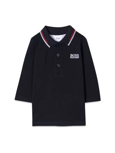 Hugo Boss Kids' Long Sleeve Polo In Blue