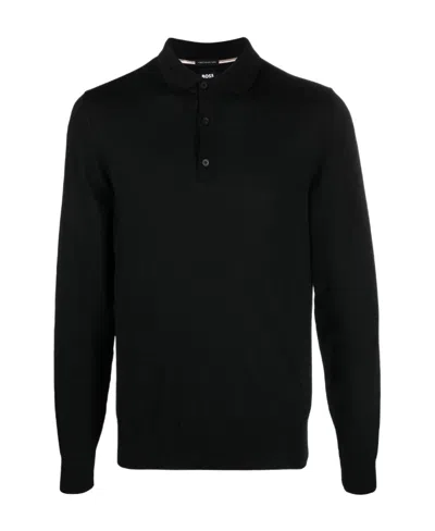 Hugo Boss Long-sleeve Polo Shirt In Black