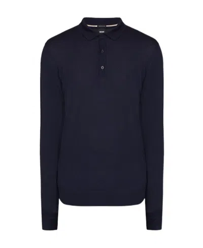 Hugo Boss Long-sleeve Polo Shirt In Black