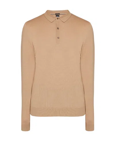Hugo Boss Long-sleeve Polo Shirt In Nude