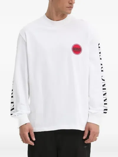 Hugo Boss Long-sleeve Racing-print T-shirt In White