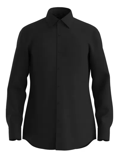 Hugo Boss Slim Fit Brushed Stretch Flannel Shirt In Black