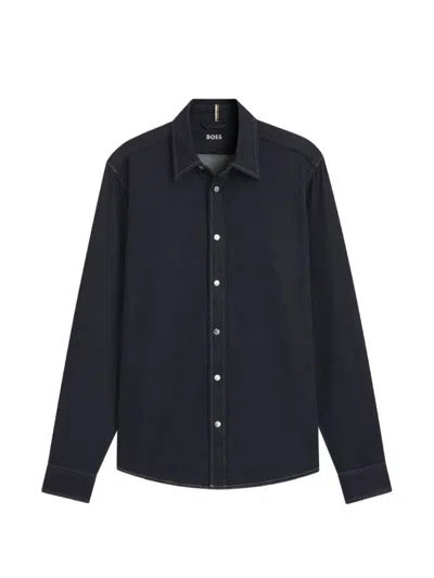 Hugo Boss Long-sleeve Shirt In Blue