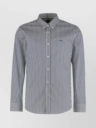 Hugo Boss Long Sleeve Striped Shirt With Comfortable Fit In Multi