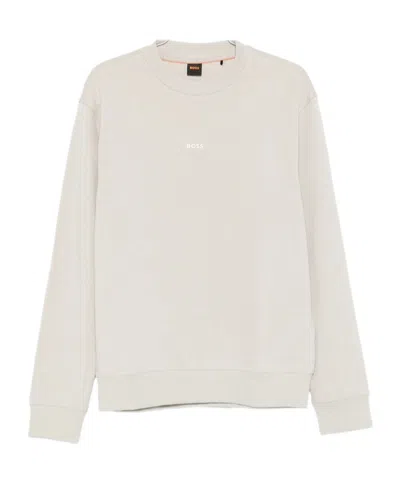 Hugo Boss Long Sleeve Sweatshirt In Neutral