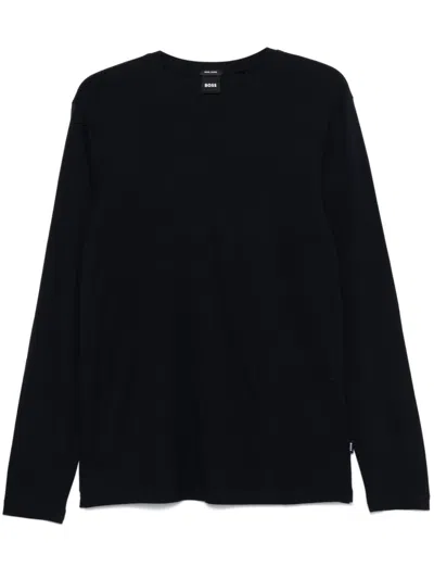 Hugo Boss Mercerized-cotton T-shirt With Micro Pattern In Black