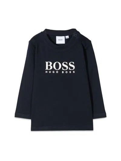 Hugo Boss Kids' Long Sleeve Tee Shirt In Blue