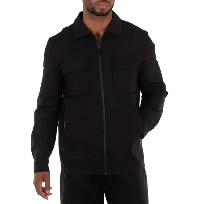 Hugo Boss Long Sleeve Zip-up Overshirt In Black