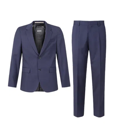 Hugo Boss Long-sleeved Blazer And Belt-loop Trouser Set In Blue