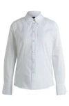 Hugo Boss Long-sleeved Blouse In Pinstripe Cotton In Patterned