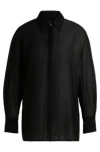 Hugo Boss Long-sleeved Blouse With Burnout Stripe In Black