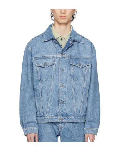 Hugo Boss Blue Faded Denim Jacket In 449-turquoise/aqua