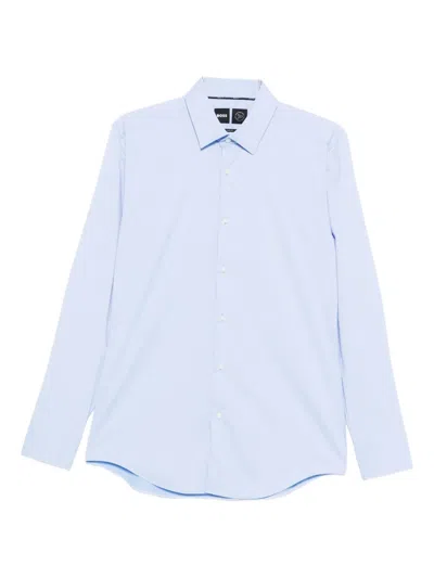Hugo Boss Long-sleeved Button-up Shirt In Blue
