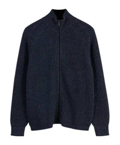 Hugo Boss Long-sleeved Cardigan In Blue