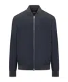 Hugo Boss Stretch Flannel Bomber Jacket With Ribbed Cuffs And Hem In Black