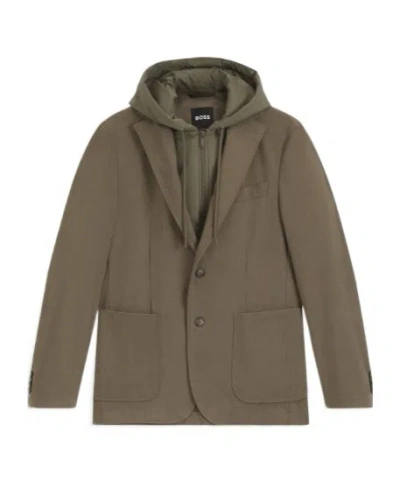 Hugo Boss Long-sleeved Casual Jacket In Green