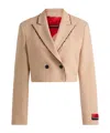 Hugo Boss Hugo X Les Benjamins Regular-fit Cropped Jacket With Beaded Trim In Nude