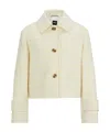Hugo Boss Relaxed-fit Jacket In Italian Checked Cloth In White
